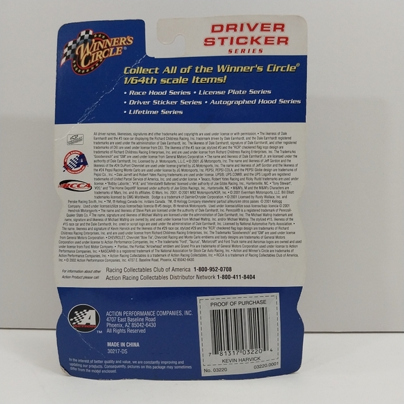 Kevin Harvick #2 Winner's Circle NASCAR Driver Sticker Series 2001 ACDelco #N069 - Picture 3 of 3